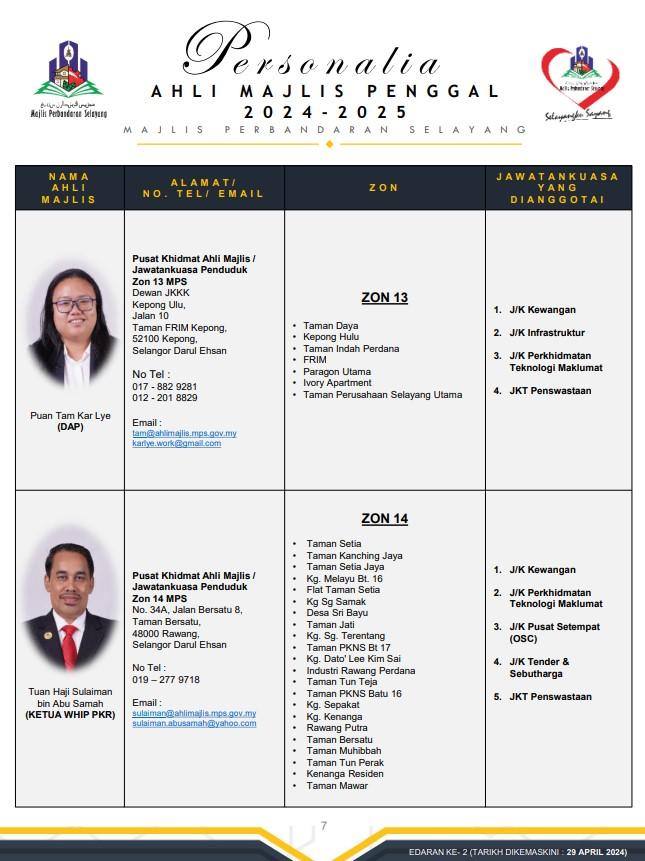 PERSONALIA AHLI MAJLIS MPS BAGI PENGGAL 2024 HINGGA 2025